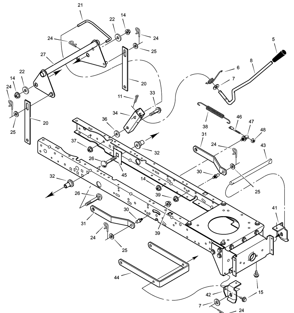 Mower Housing Suspension Diagram and Parts List for 465618X48A 2003 Briggs and Stratton Lawn Tractor
